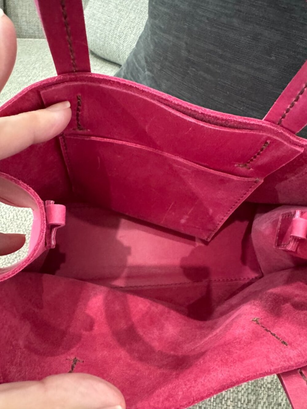 Parker Clay Avila Mini Tote Fuchsia Ethiopian Leather Quiet Luxury Handbag - Picture 9 of 12